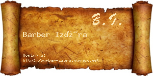 Barber Izóra névjegykártya